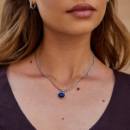 Liza Lapis Blue Silver-Tone Necklace