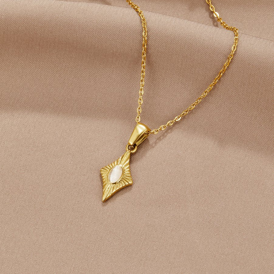 Luna White Opal-Effect Gold-Tone Necklace