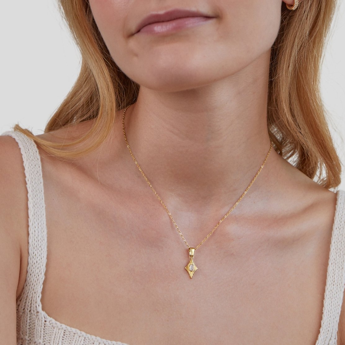 Luna White Opal-Effect Gold-Tone Necklace
