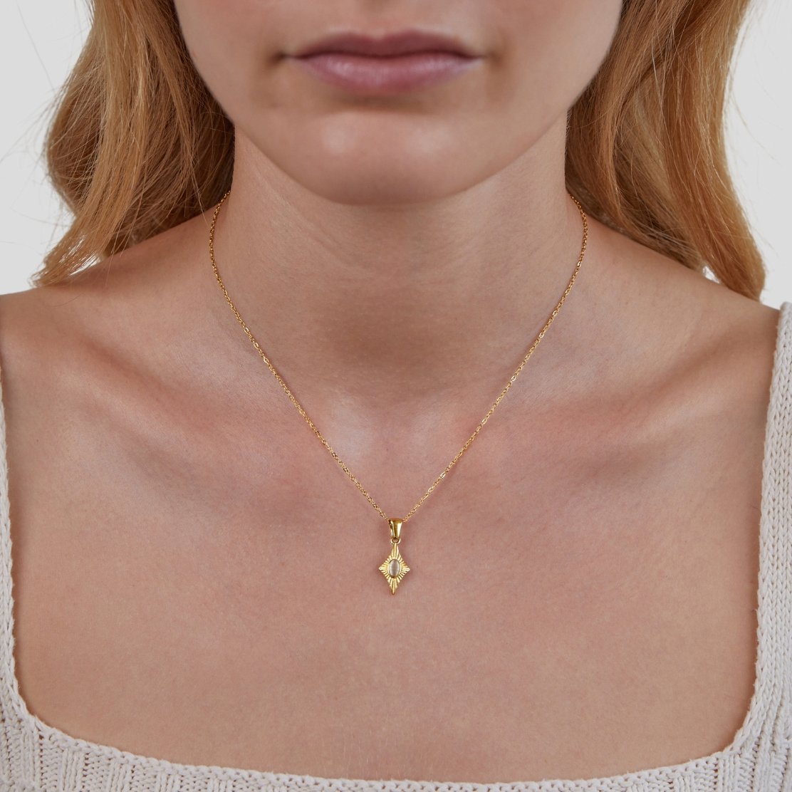 Luna White Opal-Effect Gold-Tone Necklace