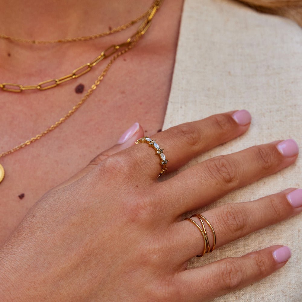 Luxe Gold-Tone Crystal Ring