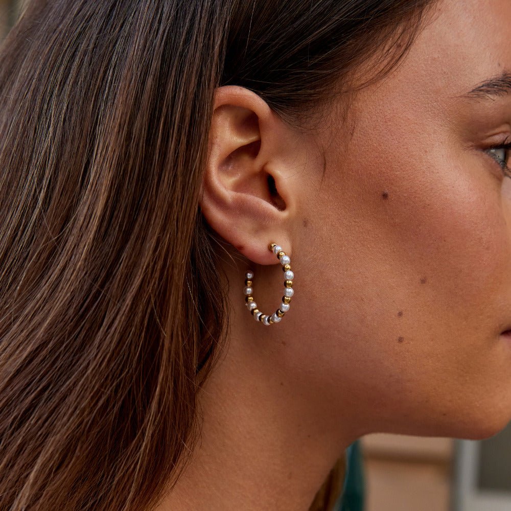 Maia Pearl & Gold-Tone Bead Earrings