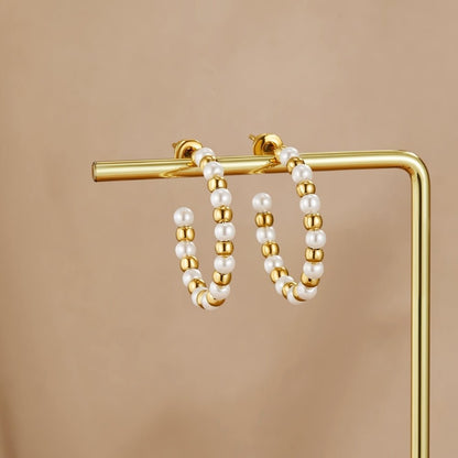 Maia Pearl & Gold-Tone Bead Earrings