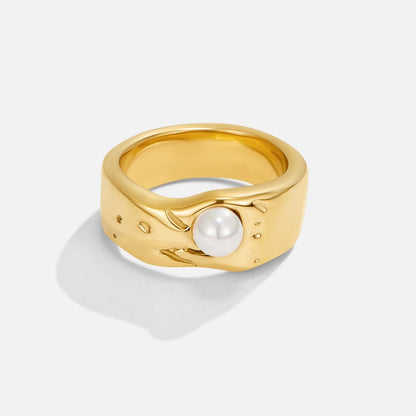 Malia Chunky Gold-Tone Pearl Ring