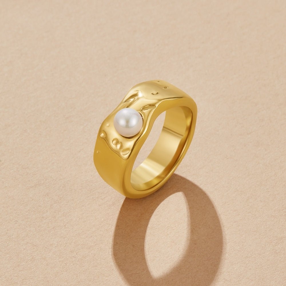 Malia Chunky Gold-Tone Pearl Ring
