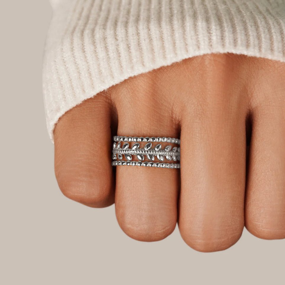 Marissa Layered Silver-Tone Leaf Ring
