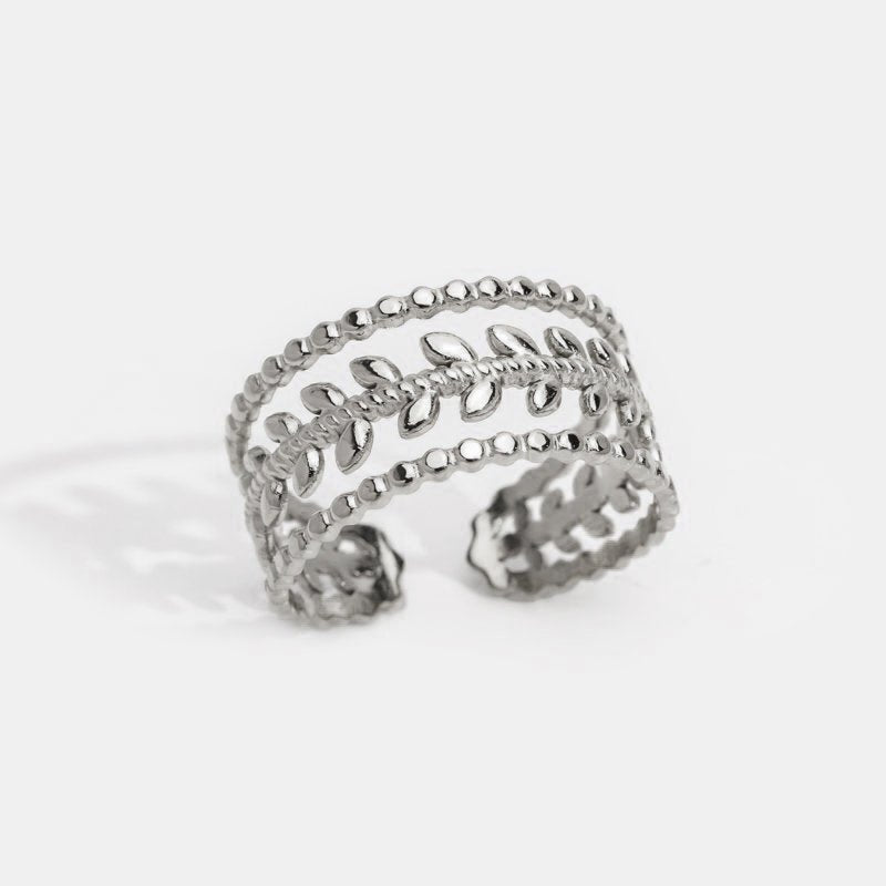 Marissa Layered Silver-Tone Leaf Ring