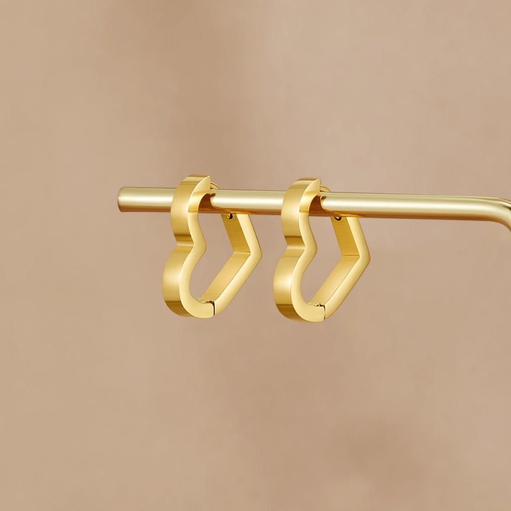 Mary Heart Gold-Tone Hoop Earrings
