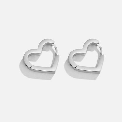Mary Silver-Tone Heart Hoops