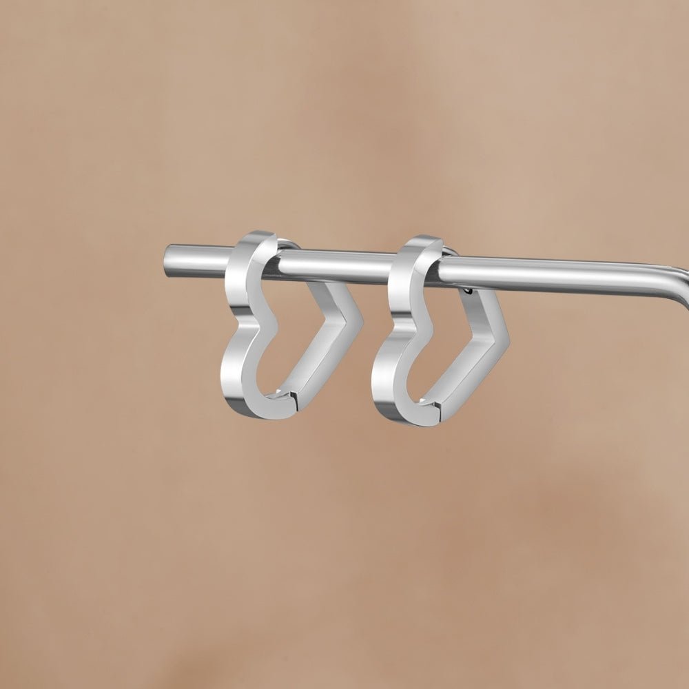 Mary Silver-Tone Heart Hoops