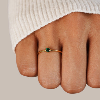 May Birthstone Gold-Tone Ring