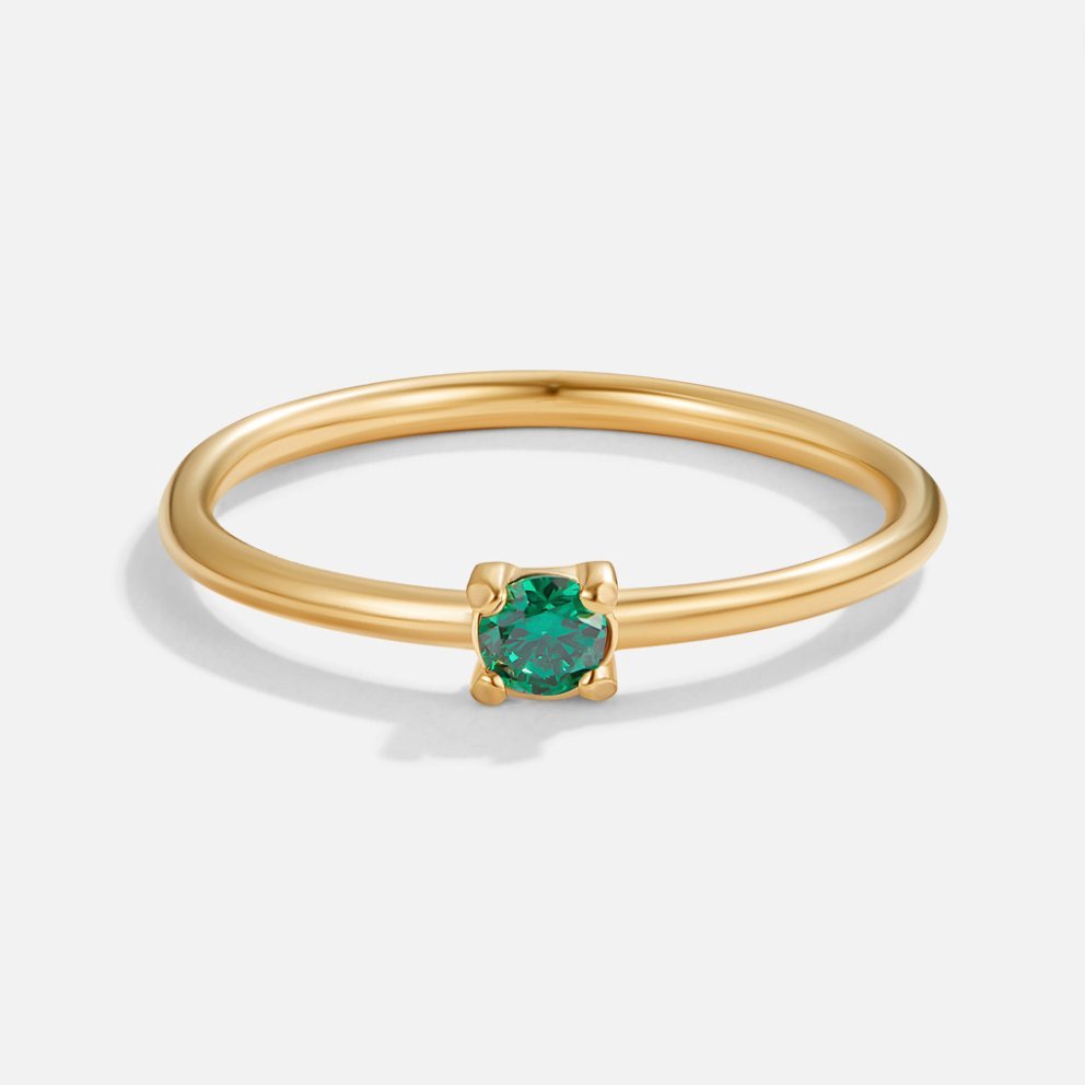 May Birthstone Gold-Tone Ring