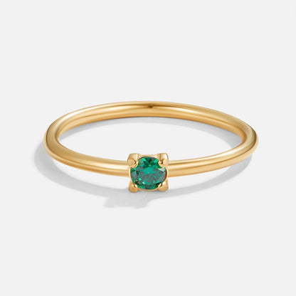 May Birthstone Gold-Tone Ring