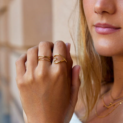 Melted Gold-Tone Heart Ring