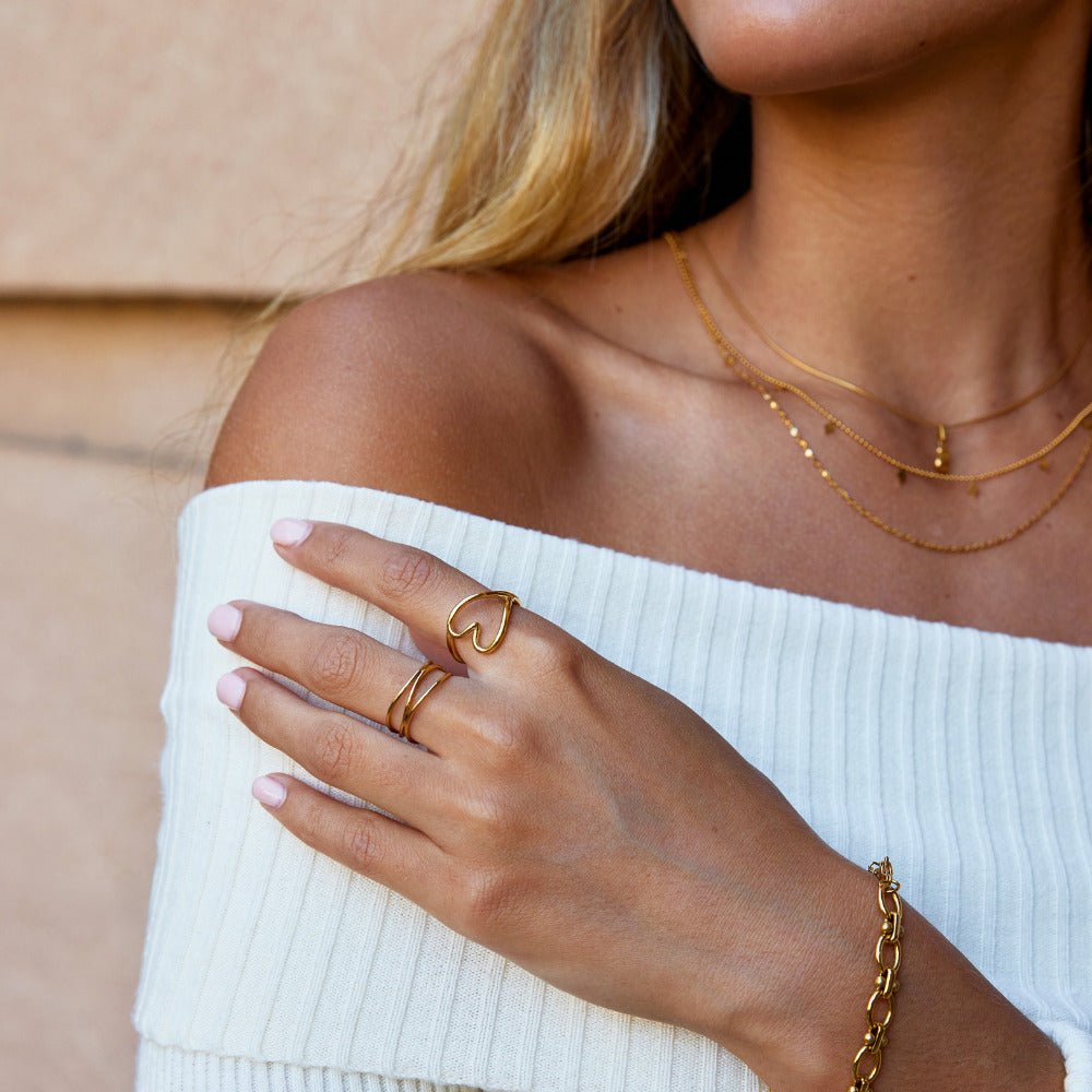 Melted Gold-Tone Heart Ring