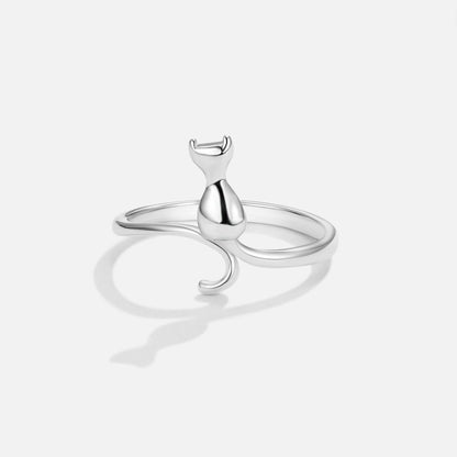 Midnight Cat Silver-Tone Ring