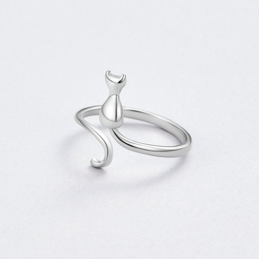 Midnight Cat Silver-Tone Ring