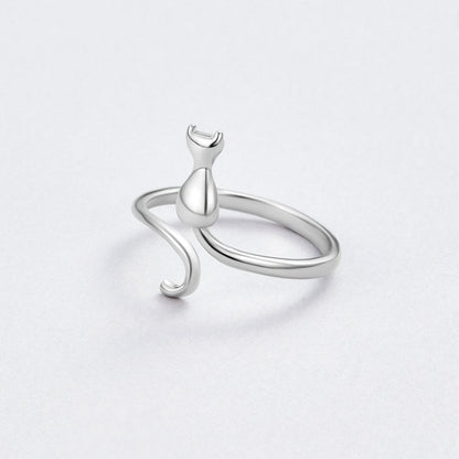 Midnight Cat Silver-Tone Ring
