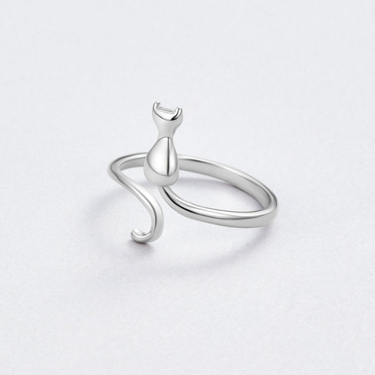 Midnight Cat Silver-Tone Ring