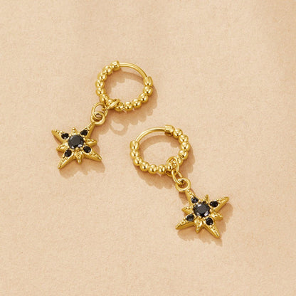 Midnight Drop Hoop Earrings