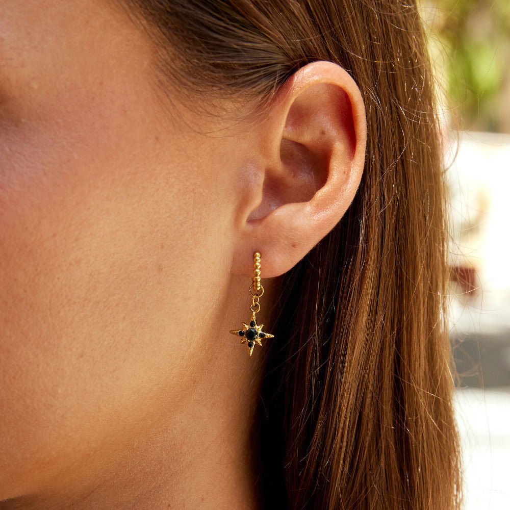 Midnight Drop Hoop Earrings
