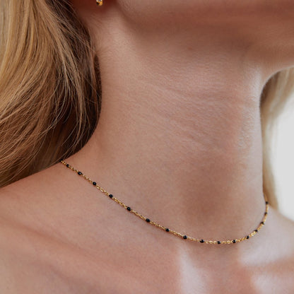 Mila Black Beaded Necklace