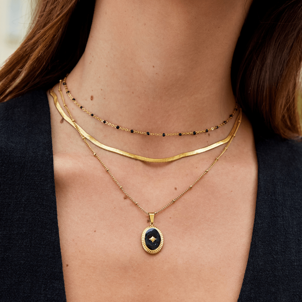 Mila Black Beaded Necklace