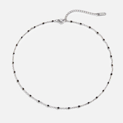 Mila Black Bead Silver-Tone Necklace