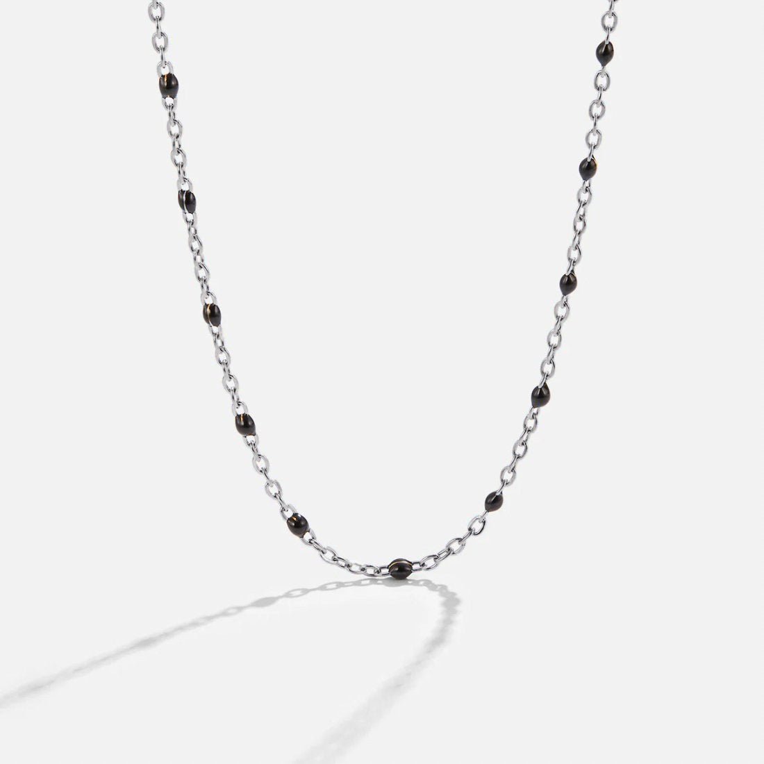 Mila Black Bead Silver-Tone Necklace