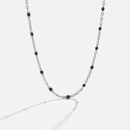 Mila Black Bead Silver-Tone Necklace
