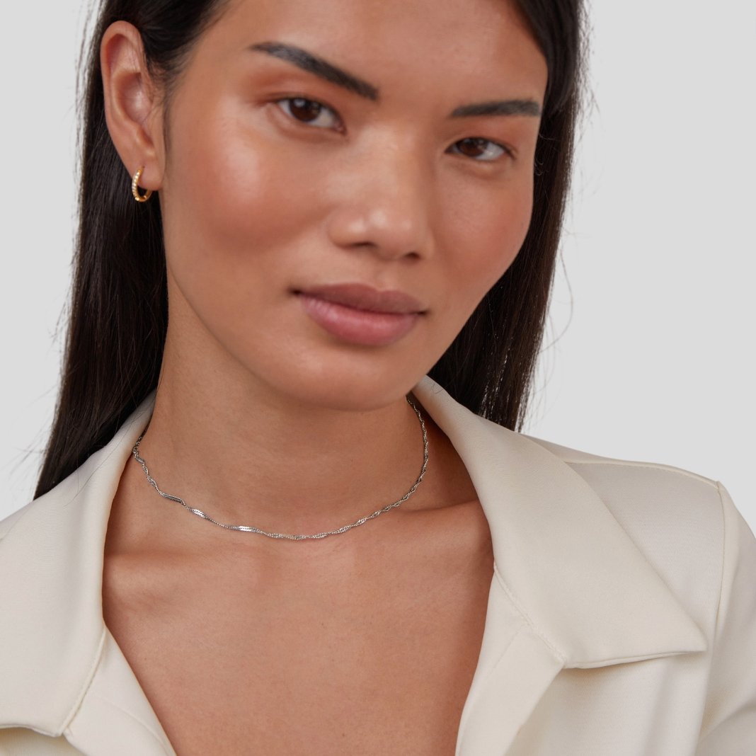 Mila Twist Silver-Tone Chain Necklace