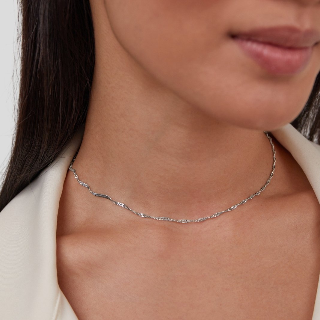 Mila Twist Silver-Tone Chain Necklace