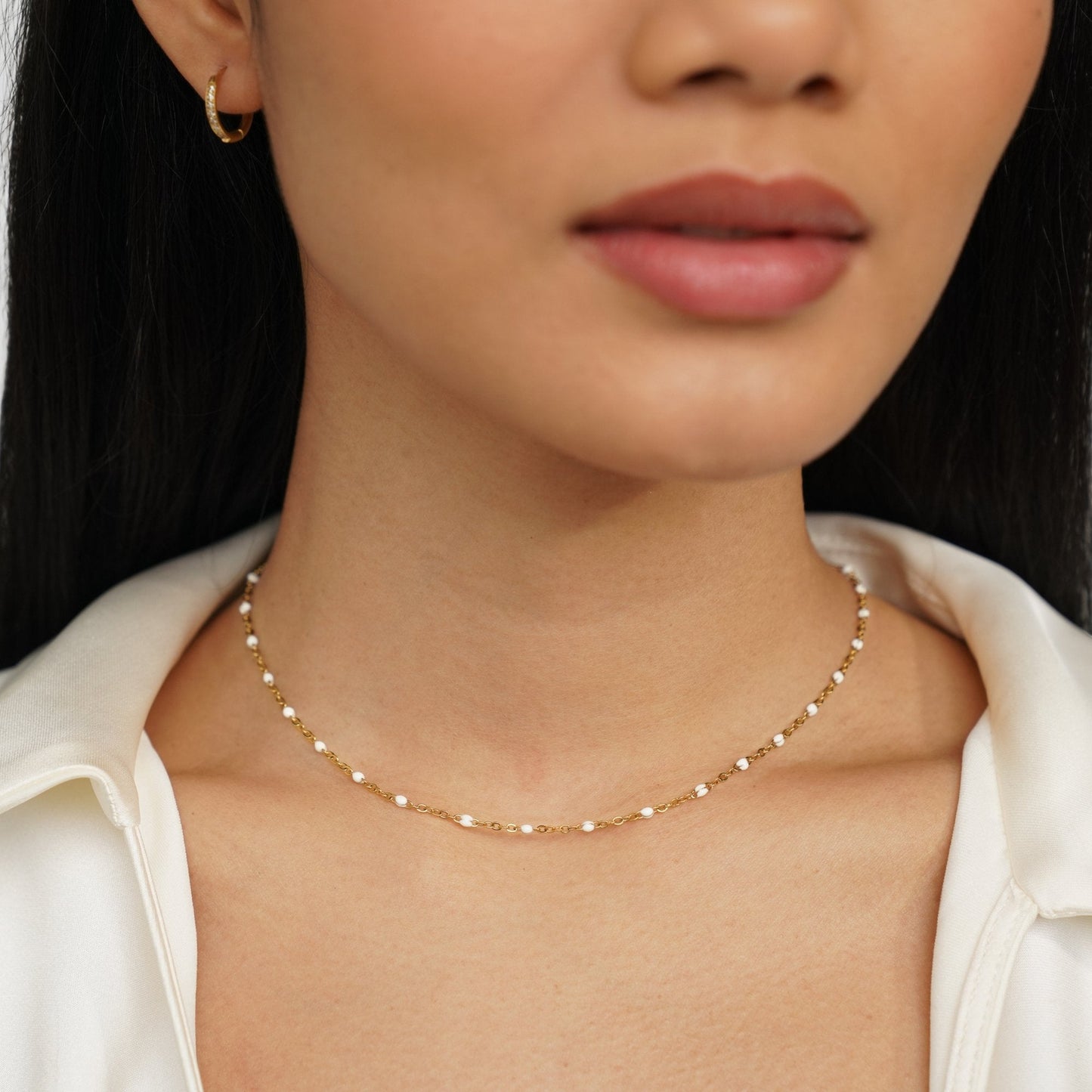 Mila White Beaded Necklace