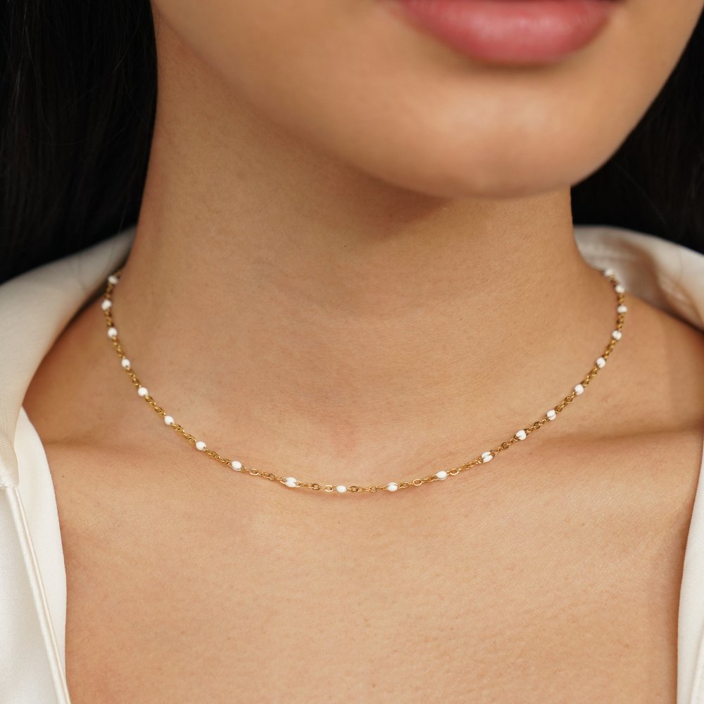 Mila White Beaded Necklace