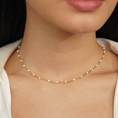 Mila White Beaded Necklace