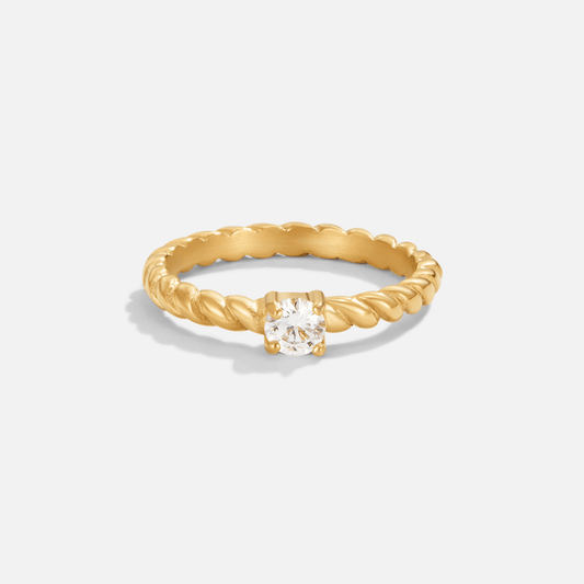 Milan Twisted Gold-Tone Crystal Ring