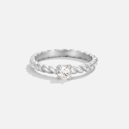 Milan Twisted Silver-Tone Crystal Ring