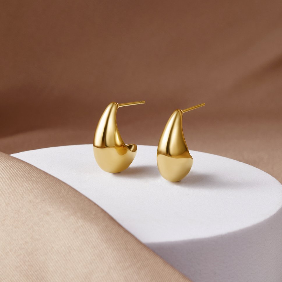 Mini Curved Gold-Tone Hoops