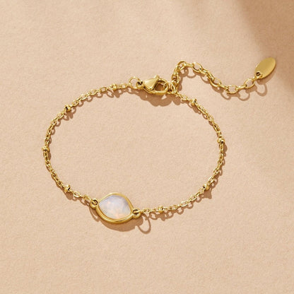 Moonstone-Effect Charm Bracelet