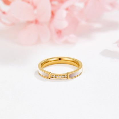 Mother of Pearl Crystal Ring