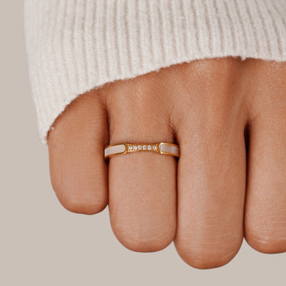 Mother of Pearl Crystal Ring