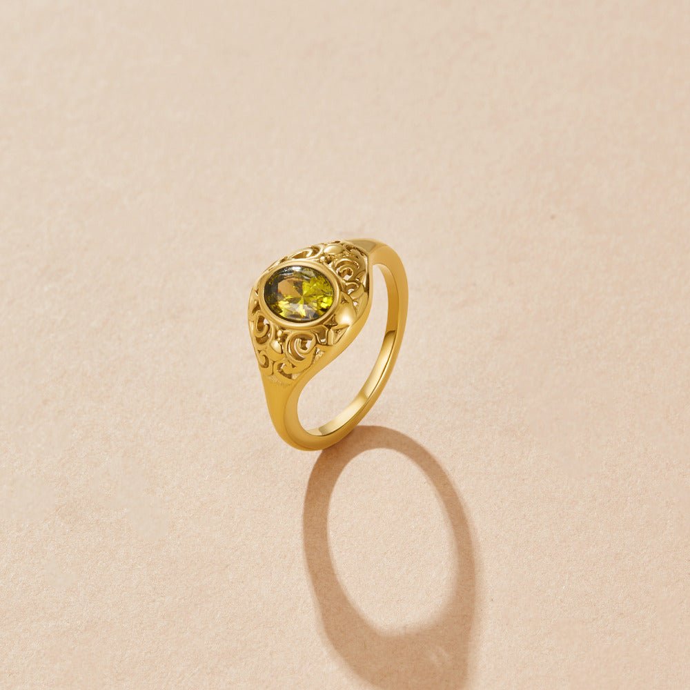 Mystic Emerald Green Gold-Tone Ring