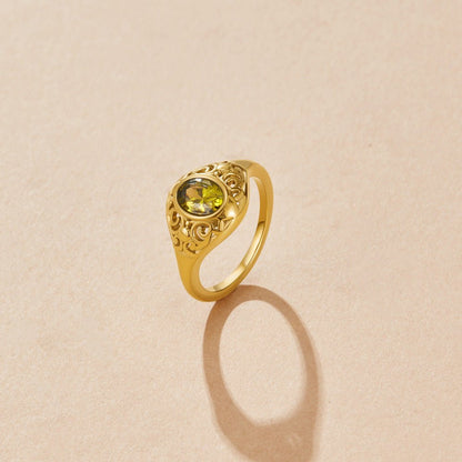 Mystic Emerald Green Gold-Tone Ring
