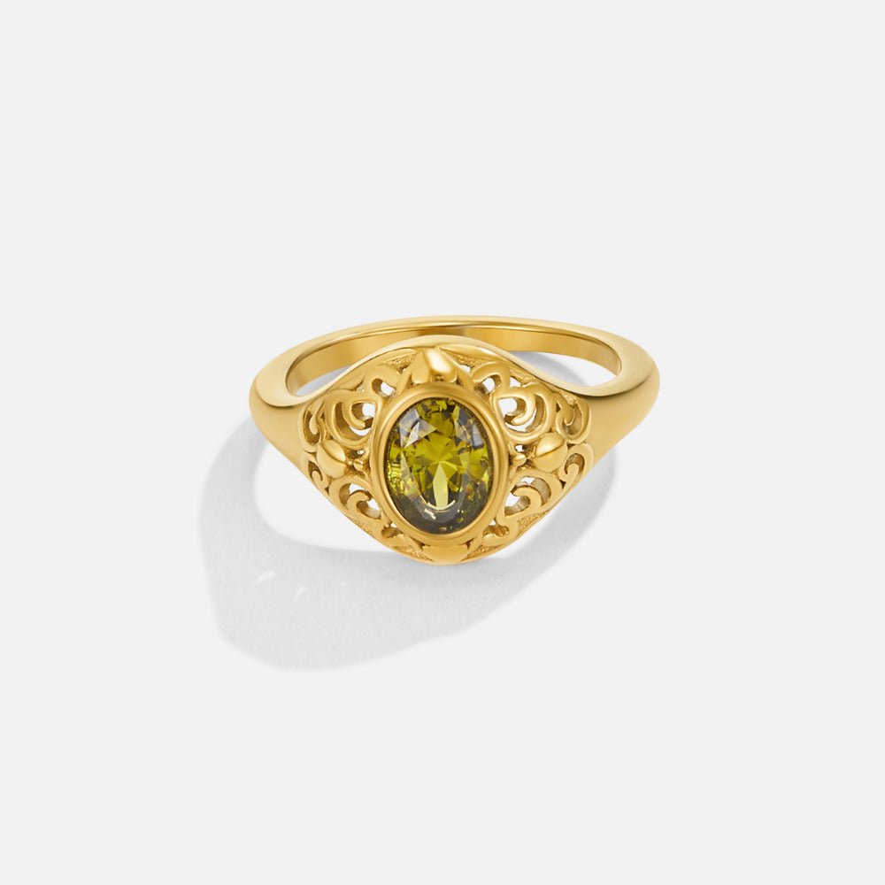 Mystic Emerald Green Gold-Tone Ring