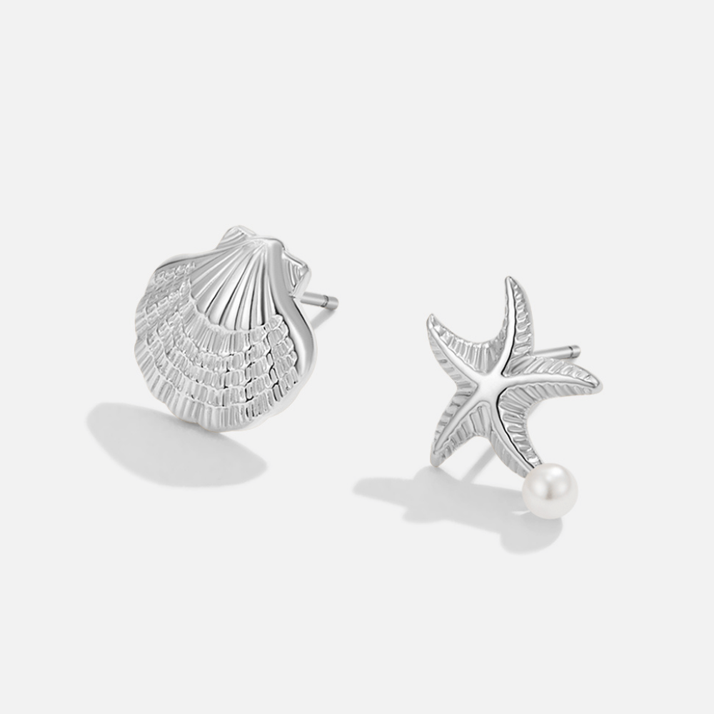 Naia Silver-Tone Shell and Starfish Earrings