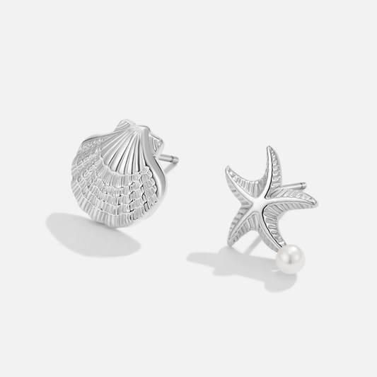 Naia Silver-Tone Shell and Starfish Earrings