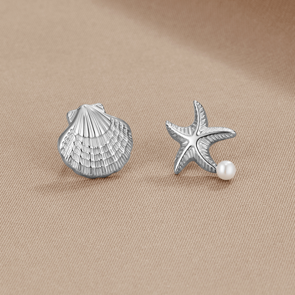 Naia Silver-Tone Shell and Starfish Earrings