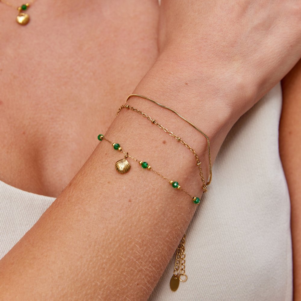 Nerissa Shell and Green Bead Bracelet