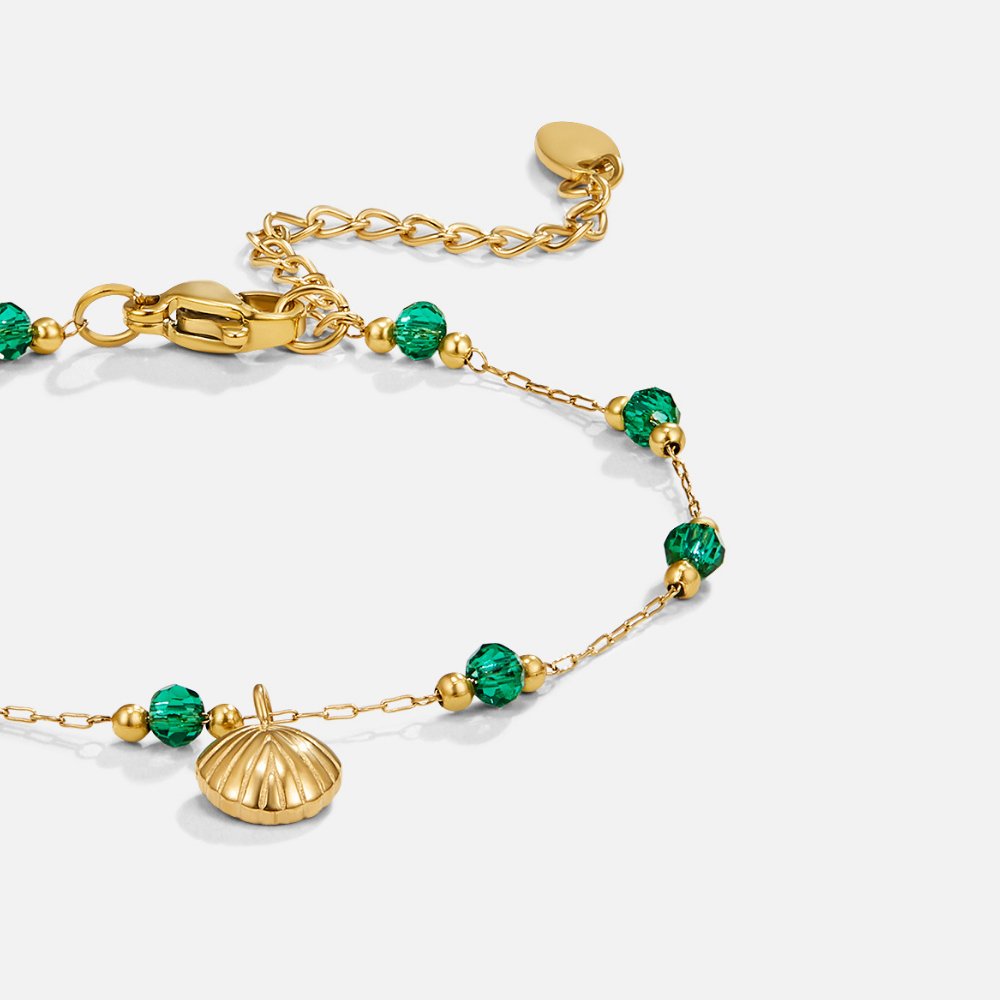 Nerissa Shell and Green Bead Bracelet