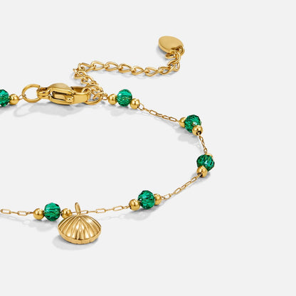 Nerissa Shell and Green Bead Bracelet